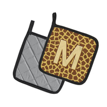 Load image into Gallery viewer, Monogram Initial M Giraffe Pot Holders - Set of 2 - Heat-Resistant Kitchen Essentials CJ1025-MPTHD