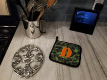 Load image into Gallery viewer, Letter D Monogram - Camo Green Pot Holders - Set of 2 - Heat-Resistant Kitchen Essentials CJ1030-DPTHD