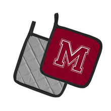 Load image into Gallery viewer, Monogram Initial M Maroon and White Pot Holders - Set of 2 - Heat-Resistant Kitchen Essentials CJ1032-MPTHD