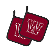 Load image into Gallery viewer, Monogram Initial W Maroon and White Pot Holders - Set of 2 - Heat-Resistant Kitchen Essentials CJ1032-WPTHD