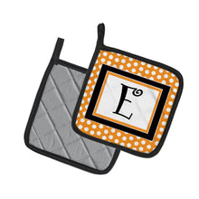 Load image into Gallery viewer, Monogram Initial E Orange Polkadots Pot Holders - Set of 2 - Heat-Resistant Kitchen Essentials CJ1033-EPTHD