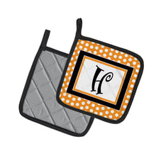 Load image into Gallery viewer, Monogram Initial H Orange Polkadots Pot Holders - Set of 2 - Heat-Resistant Kitchen Essentials CJ1033-HPTHD