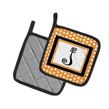 Load image into Gallery viewer, Monogram Initial J Orange Polkadots Pot Holders - Set of 2 - Heat-Resistant Kitchen Essentials CJ1033-JPTHD