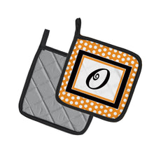 Load image into Gallery viewer, Monogram Initial O Orange Polkadots Pot Holders - Set of 2 - Heat-Resistant Kitchen Essentials CJ1033-OPTHD