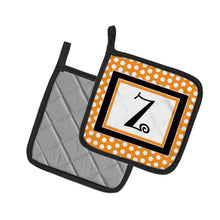 Load image into Gallery viewer, Monogram Initial Z Orange Polkadots Pot Holders - Set of 2 - Heat-Resistant Kitchen Essentials CJ1033-ZPTHD
