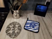 Load image into Gallery viewer, Monogram Initial N Tiger Stripe Blue and White Pot Holders - Set of 2 - Heat-Resistant Kitchen Essentials CJ1034-NPTHD