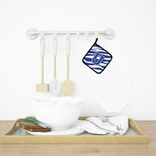 Load image into Gallery viewer, Monogram Initial U Tiger Stripe Blue and White Pot Holders - Set of 2 - Heat-Resistant Kitchen Essentials CJ1034-UPTHD