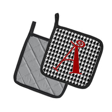Load image into Gallery viewer, Letter A Monogram - Black White Houndstooth Pot Holders - Set of 2 - Heat-Resistant Kitchen Essentials CJ1035-APTHD