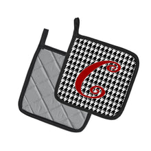 Load image into Gallery viewer, Monogram Initial C Houndstooth Black Pot Holders - Set of 2 - Heat-Resistant Kitchen Essentials CJ1035-CPTHD