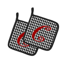 Load image into Gallery viewer, Monogram Initial C Houndstooth Black Pot Holders - Set of 2 - Heat-Resistant Kitchen Essentials CJ1035-CPTHD
