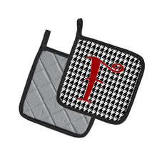 Load image into Gallery viewer, Monogram Initial F Houndstooth Black Pot Holders - Set of 2 - Heat-Resistant Kitchen Essentials CJ1035-FPTHD