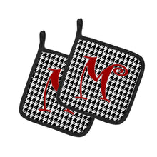 Load image into Gallery viewer, Monogram Initial M Houndstooth Black Pot Holders - Set of 2 - Heat-Resistant Kitchen Essentials CJ1035-MPTHD
