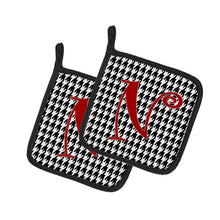 Load image into Gallery viewer, Monogram Initial N Houndstooth Black Pot Holders - Set of 2 - Heat-Resistant Kitchen Essentials CJ1035-NPTHD