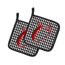 Load image into Gallery viewer, Monogram Initial U Houndstooth Black Pot Holders - Set of 2 - Heat-Resistant Kitchen Essentials CJ1035-UPTHD