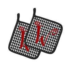 Load image into Gallery viewer, Monogram Initial W Houndstooth Black Pot Holders - Set of 2 - Heat-Resistant Kitchen Essentials CJ1035-WPTHD