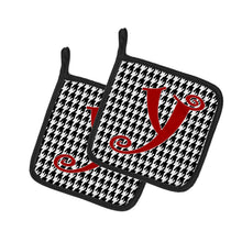Load image into Gallery viewer, Monogram Initial Y Houndstooth Black Pot Holders - Set of 2 - Heat-Resistant Kitchen Essentials CJ1035-YPTHD