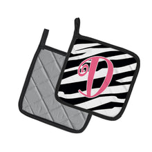 Load image into Gallery viewer, Monogram Initial D Zebra Stripe and Pink Pot Holders - Set of 2 - Heat-Resistant Kitchen Essentials CJ1037-DPTHD
