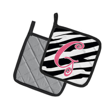 Load image into Gallery viewer, Monogram Initial G Zebra Stripe and Pink Pot Holders - Set of 2 - Heat-Resistant Kitchen Essentials CJ1037-GPTHD
