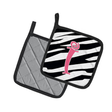 Load image into Gallery viewer, Monogram Initial I Zebra Stripe and Pink Pot Holders - Set of 2 - Heat-Resistant Kitchen Essentials CJ1037-IPTHD