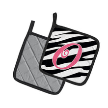 Load image into Gallery viewer, Monogram Initial O Zebra Stripe and Pink Pot Holders - Set of 2 - Heat-Resistant Kitchen Essentials CJ1037-OPTHD