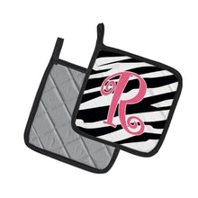 Load image into Gallery viewer, Monogram Initial R Zebra Stripe and Pink Pot Holders - Set of 2 - Heat-Resistant Kitchen Essentials CJ1037-RPTHD