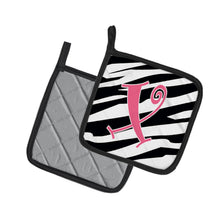 Load image into Gallery viewer, Monogram Initial X Zebra Stripe and Pink Pot Holders - Set of 2 - Heat-Resistant Kitchen Essentials CJ1037-XPTHD