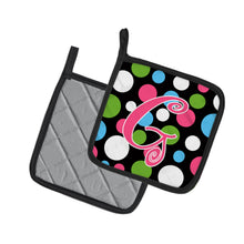 Load image into Gallery viewer, Monogram Initial G Polkadots and Pink Pot Holders - Set of 2 - Heat-Resistant Kitchen Essentials CJ1038-GPTHD