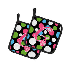 Load image into Gallery viewer, Monogram Initial G Polkadots and Pink Pot Holders - Set of 2 - Heat-Resistant Kitchen Essentials CJ1038-GPTHD