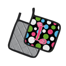 Load image into Gallery viewer, Monogram Initial L Polkadots and Pink Pot Holders - Set of 2 - Heat-Resistant Kitchen Essentials CJ1038-LPTHD