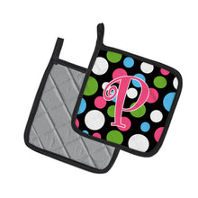 Load image into Gallery viewer, Monogram Initial P Polkadots and Pink Pot Holders - Set of 2 - Heat-Resistant Kitchen Essentials CJ1038-PPTHD