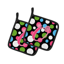 Load image into Gallery viewer, Monogram Initial U Polkadots and Pink Pot Holders - Set of 2 - Heat-Resistant Kitchen Essentials CJ1038-UPTHD