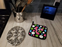 Load image into Gallery viewer, Monogram Initial V Polkadots and Pink Pot Holders - Set of 2 - Heat-Resistant Kitchen Essentials CJ1038-VPTHD