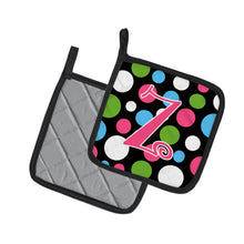 Load image into Gallery viewer, Monogram Initial Z Polkadots and Pink Pot Holders - Set of 2 - Heat-Resistant Kitchen Essentials CJ1038-ZPTHD