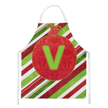 Load image into Gallery viewer, Christmas Oranment Holiday Initial Letter V Apron – Artist-Designed Kitchen, BBQ &amp; Craft Apron CJ1039-VAPRON
