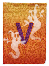 Load image into Gallery viewer, Halloween Ghost Letter V Monogram Initial Flag Canvas House Size