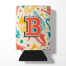 Load image into Gallery viewer, Letter B Retro Teal Orange Musical Instruments Initial Can or Bottle Hugger CJ2001-BCC