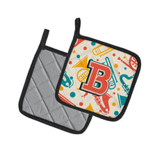 Load image into Gallery viewer, Letter B Retro Teal Orange Musical Instruments Initial Pot Holders - Set of 2 - Heat-Resistant Kitchen Essentials CJ2001-BPTHD