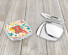 Load image into Gallery viewer, Letter B Retro Teal Orange Musical Instruments Initial Compact Mirror – Stylish Purse Mirror with Artistic Covers CJ2001-BSCM