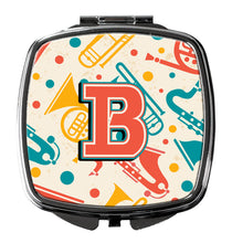 Load image into Gallery viewer, Letter B Retro Teal Orange Musical Instruments Initial Compact Mirror – Stylish Purse Mirror with Artistic Covers CJ2001-BSCM