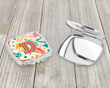 Load image into Gallery viewer, Letter D Retro Teal Orange Musical Instruments Initial Compact Mirror – Stylish Purse Mirror with Artistic Covers CJ2001-DSCM