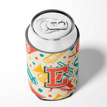 Load image into Gallery viewer, Letter E Retro Teal Orange Musical Instruments Initial Can or Bottle Hugger CJ2001-ECC