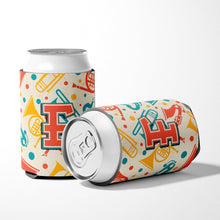 Load image into Gallery viewer, Letter F Retro Teal Orange Musical Instruments Initial Can or Bottle Hugger CJ2001-FCC