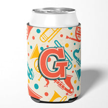 Load image into Gallery viewer, Letter G Retro Teal Orange Musical Instruments Initial Can or Bottle Hugger CJ2001-GCC