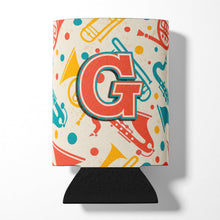 Load image into Gallery viewer, Letter G Retro Teal Orange Musical Instruments Initial Can or Bottle Hugger CJ2001-GCC