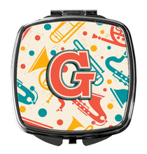 Load image into Gallery viewer, Letter G Retro Teal Orange Musical Instruments Initial Compact Mirror – Stylish Purse Mirror with Artistic Covers CJ2001-GSCM