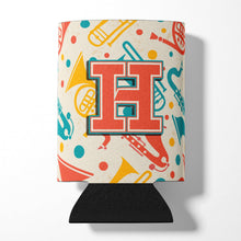 Load image into Gallery viewer, Letter H Retro Teal Orange Musical Instruments Initial Can or Bottle Hugger CJ2001-HCC