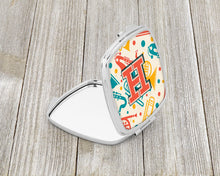 Load image into Gallery viewer, Letter H Retro Teal Orange Musical Instruments Initial Compact Mirror – Stylish Purse Mirror with Artistic Covers CJ2001-HSCM