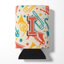 Load image into Gallery viewer, Letter I Retro Teal Orange Musical Instruments Initial Can or Bottle Hugger CJ2001-ICC