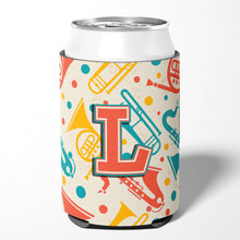 Load image into Gallery viewer, Letter L Retro Teal Orange Musical Instruments Initial Can or Bottle Hugger CJ2001-LCC