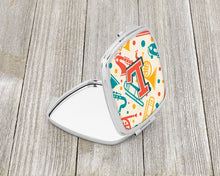 Load image into Gallery viewer, Letter L Retro Teal Orange Musical Instruments Initial Compact Mirror – Stylish Purse Mirror with Artistic Covers CJ2001-LSCM